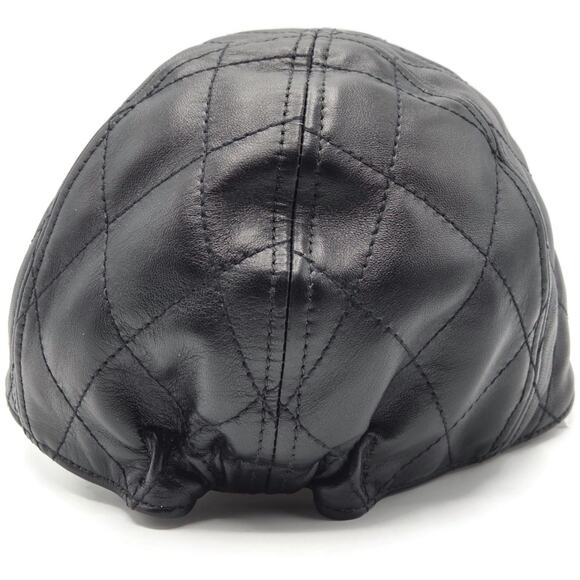 Chanel CC Logo Quilted Lambskin Leather Baseball Cap Hat Black Medium 15B Rare